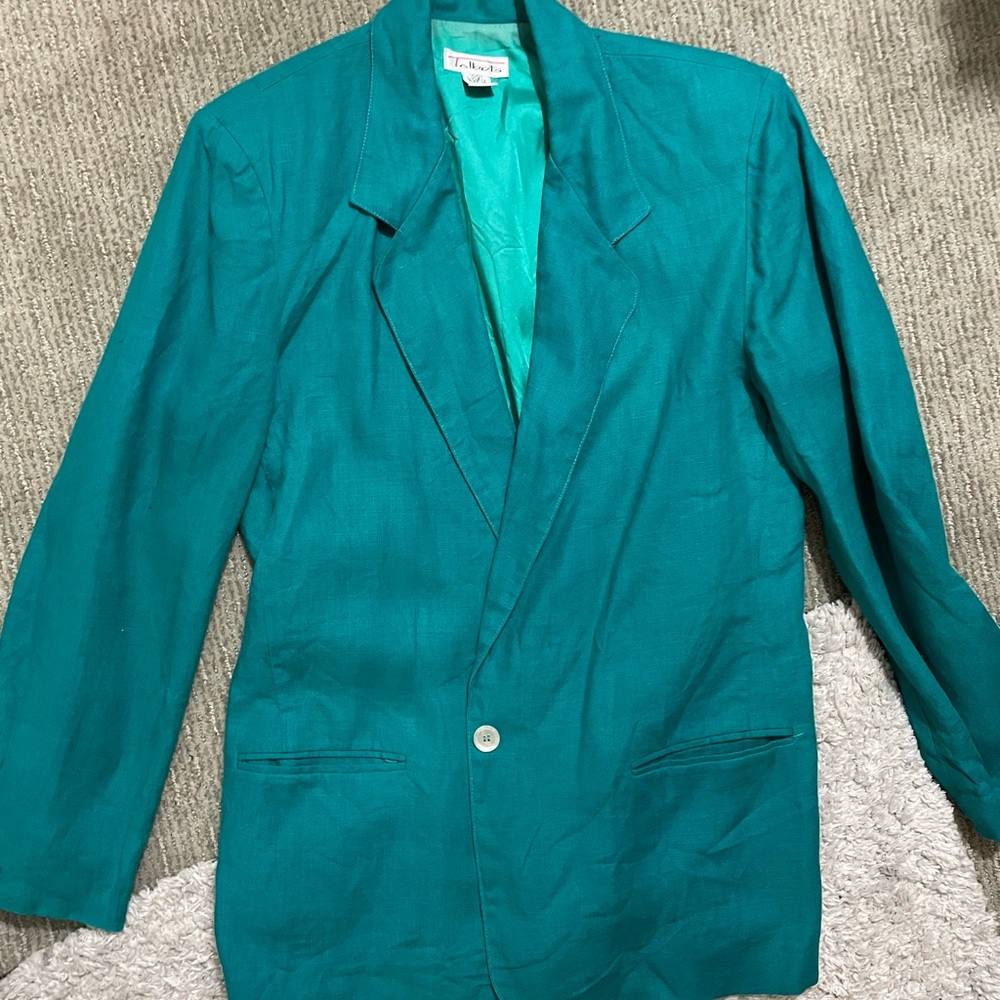 100% Linen Teal Blazer Talbots